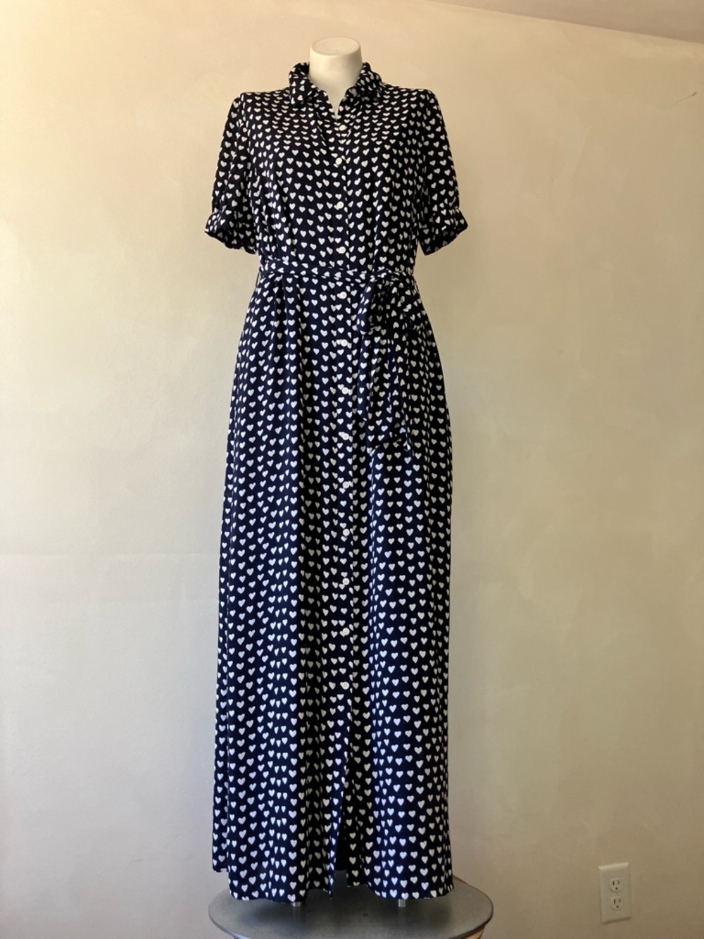 Draper James | Heart Polka Dot Maxi Shirt Dress